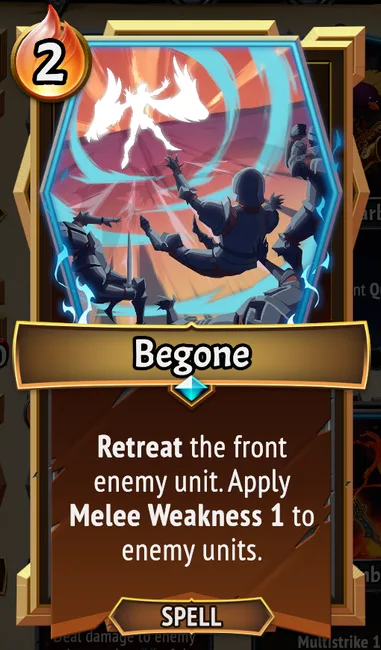 Begone — the card as it appears in Monster Train 2