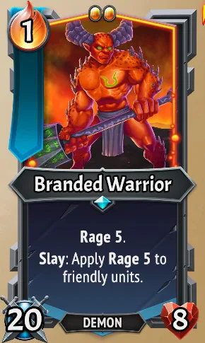 Branded Warrior — the card as it appears in Monster Train 2