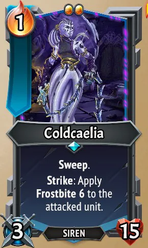 Coldcaelia — the card as it appears in Monster Train 2