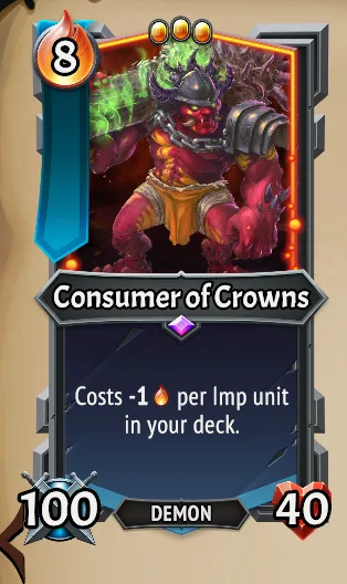 Consumer of Crowns — the card as it appears in Monster Train 2