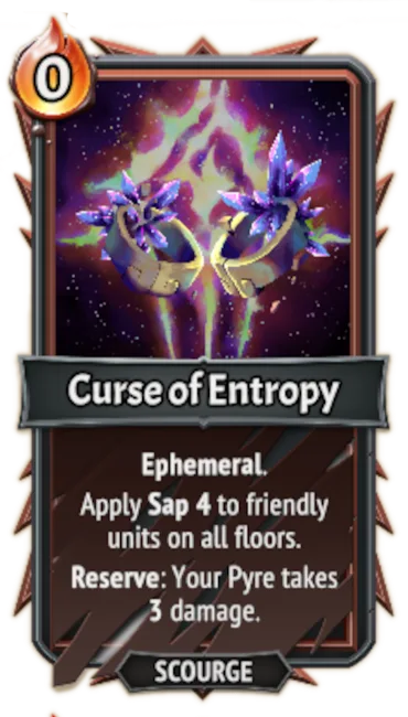 Curse of Entropy — the card as it appears in Monster Train 2
