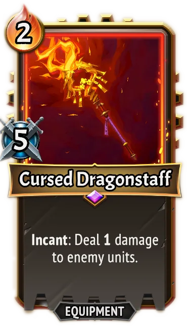 Cursed Dragonstaff — the card as it appears in Monster Train 2