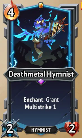 Deathmetal Hymnist — the card as it appears in Monster Train 2