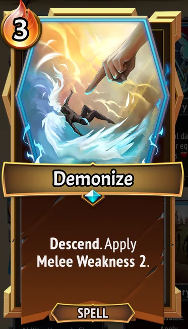 Demonize — the card as it appears in Monster Train 2