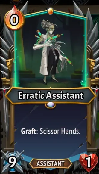 Erratic Assistant — the card as it appears in Monster Train 2