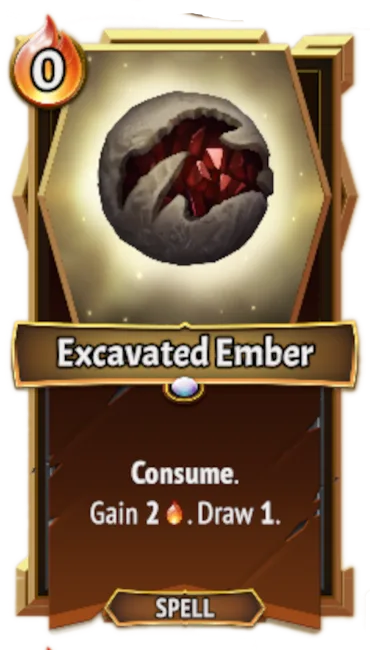 Excavated Ember — the card as it appears in Monster Train 2