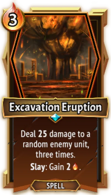 Excavation Eruption — the card as it appears in Monster Train 2