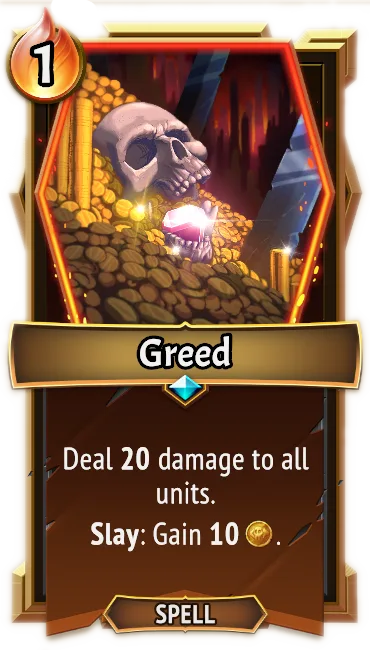 Greed — the card as it appears in Monster Train 2