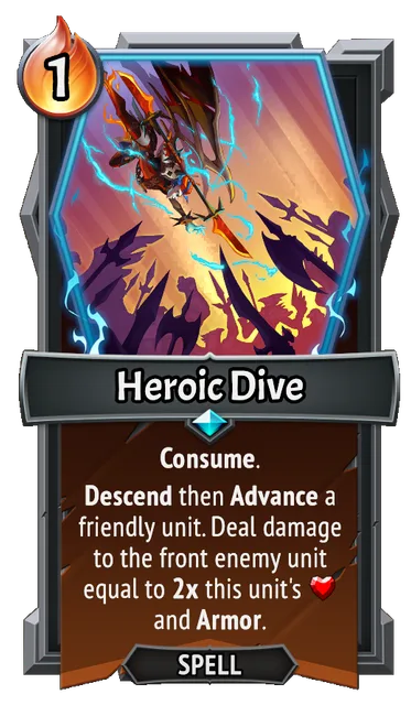 Heroic Dive — the card as it appears in Monster Train 2