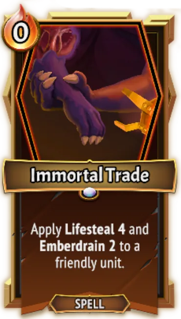 Immortal Trade — the card as it appears in Monster Train 2