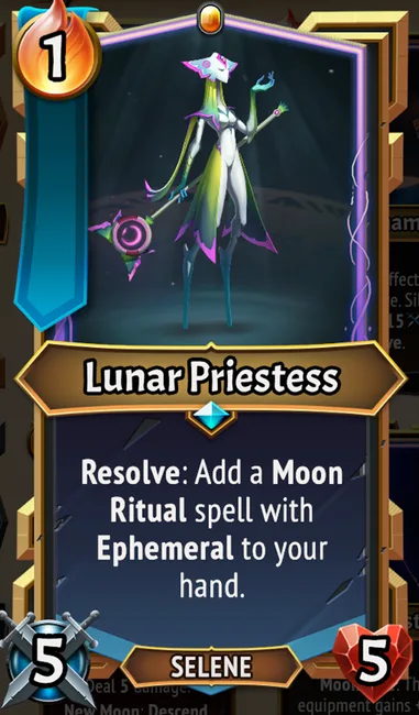 Lunar Priestess — the card as it appears in Monster Train 2