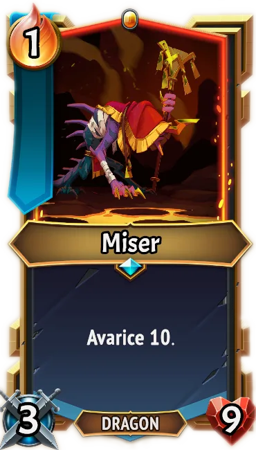 Miser — the card as it appears in Monster Train 2