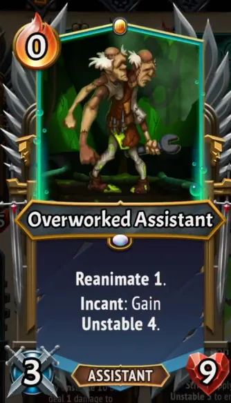 Overworked Assistant — the card as it appears in Monster Train 2