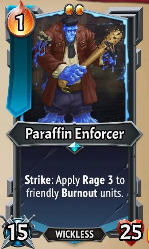 Paraffin Enforcer — the card as it appears in Monster Train 2