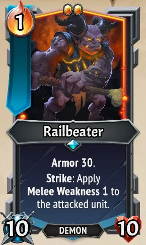 Railbeater — the card as it appears in Monster Train 2