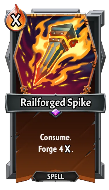 Railforged Spike — the card as it appears in Monster Train 2
