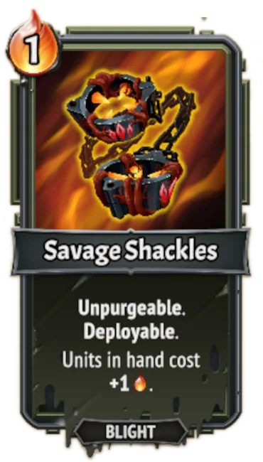 Savage Shackles — the card as it appears in Monster Train 2