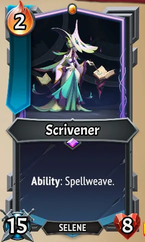 Scrivener — the card as it appears in Monster Train 2