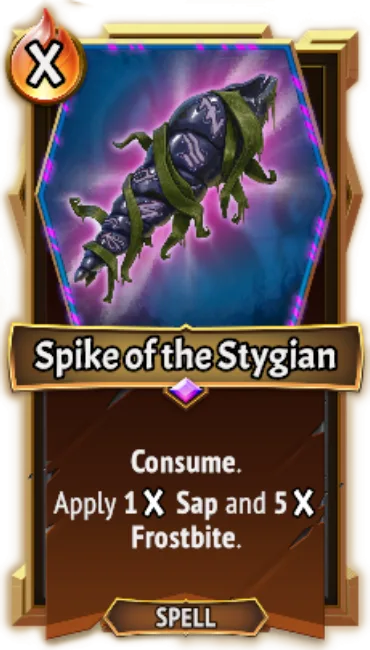 Spike of the Stygian — the card as it appears in Monster Train 2