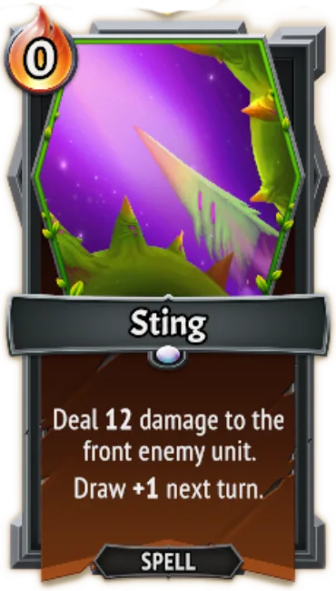 Sting — the card as it appears in Monster Train 2