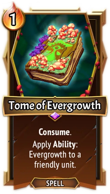 Tome of Evergrowth — the card as it appears in Monster Train 2