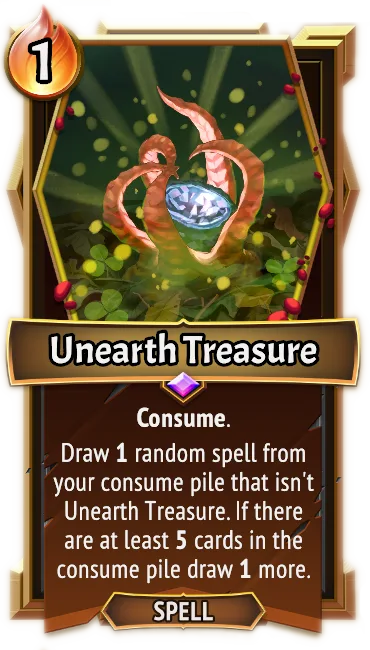 Unearth Treasure — the card as it appears in Monster Train 2