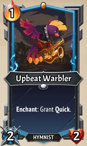 Upbeat Warbler — the card as it appears in Monster Train 2
