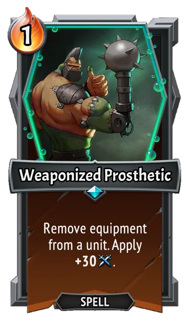 Weaponized Prosthetic — the card as it appears in Monster Train 2