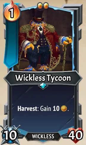 Wickless Tycoon — the card as it appears in Monster Train 2