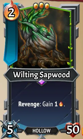 Wilting Sapwood — the card as it appears in Monster Train 2